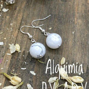 10mm sterling silver white howlite statement drops earrings